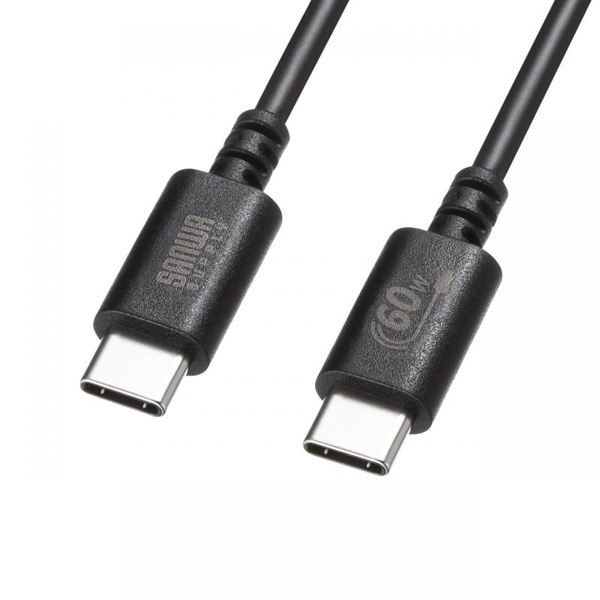 サンワサプライ USB2.0 Type-Cケーブル PD60対応 2m ブラック KU-CCP6020BK 1個（ご注文単位1個）【直送品】