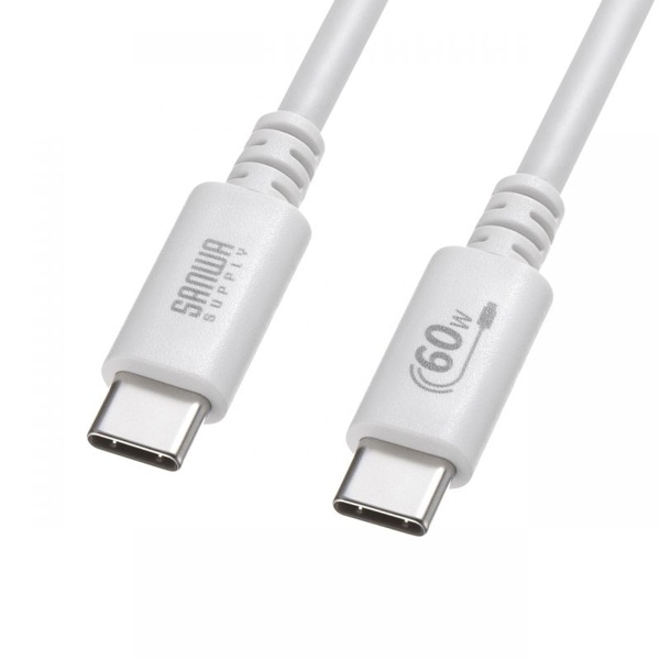 サンワサプライ USB2.0 Type-Cケーブル PD60対応 3m ホワイト KU-CCP6030W 1個（ご注文単位1個）【直送品】