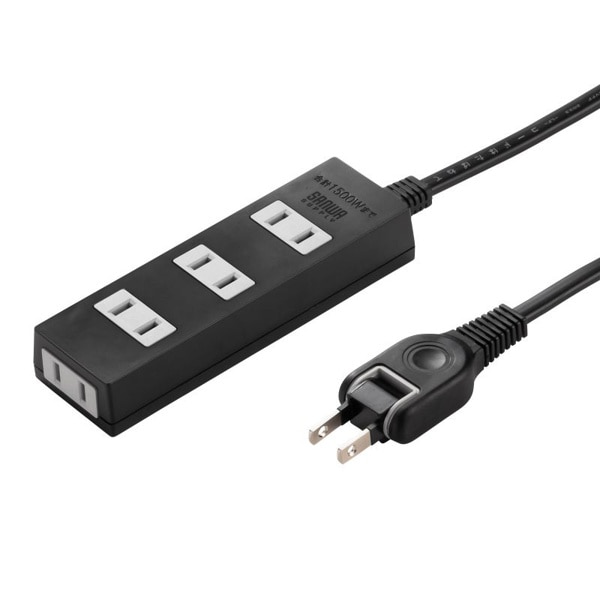 サンワサプライ 火災予防安全タップ 2P・4個口・3m・ブラック TAP-TSH43BKN2 1個（ご注文単位1個）【直送品】