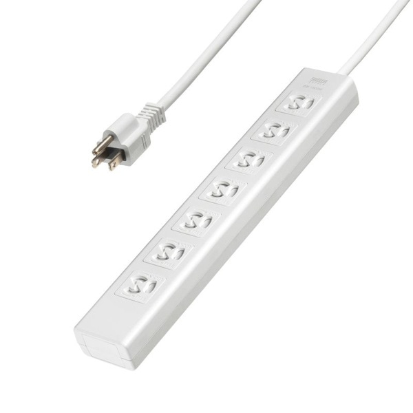 サンワサプライ 抜け止めシャッタータップ 3P 7個口 5m TAP-F37SH-5R 1個（ご注文単位1個）【直送品】