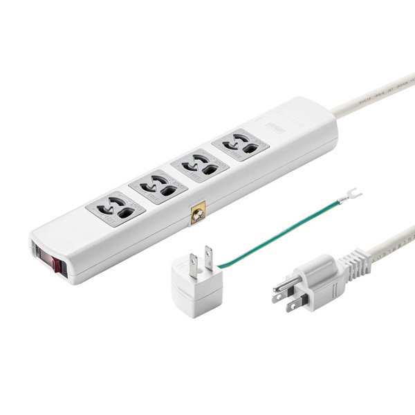 サンワサプライ 電源タップ 3P 4個口 5m ホワイト TAP-34MG-5 1個(ご注文単位1個)【直送品】