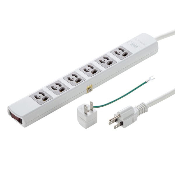 サンワサプライ 電源タップ 3P 6個口 3m ホワイト TAP-36MG-3 1個(ご注文単位1個)【直送品】