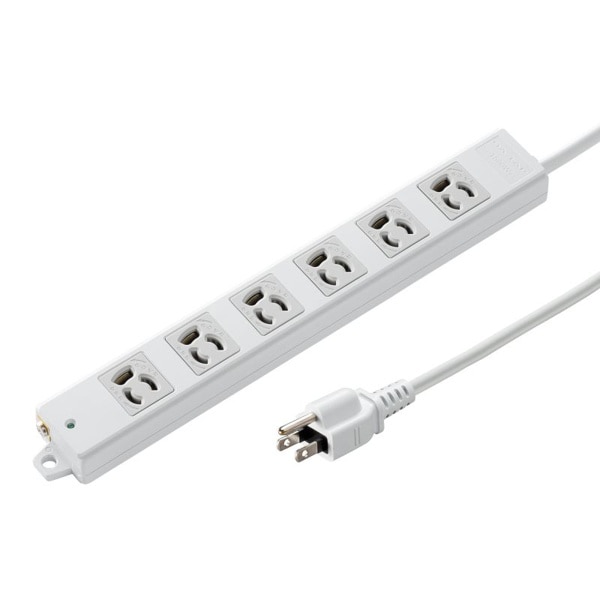 サンワサプライ 工事物件タップ 抜け止めタイプ 3P 6個口 4m グレー TAP-KS6-5 1個(ご注文単位1個)【直送品】