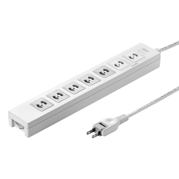 サンワサプライ 電源タップ 2P 7個口 2m TAP-F27-2K 1個(ご注文単位1個)【直送品】