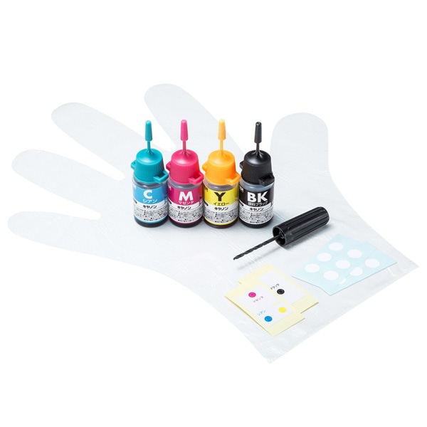 サンワサプライ 詰め替えインク キャノン 工具付き 4色 複数色一体型カートリッジ用 INK-CM4S10S 1個(ご注文単位1個)【直送品】