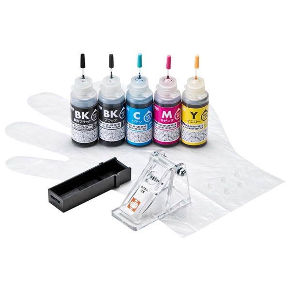 サンワサプライ 詰め替えインク キャノン 工具付き 5色 BCI-380/XKI-N10PG INK-C380S30S5 1個(ご注文単位1個)【直送品】