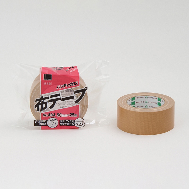 オカモト 布テープ ハンディクロス No.404 50mm×25m クリーム 1巻(ご注文単位30巻)【直送品】