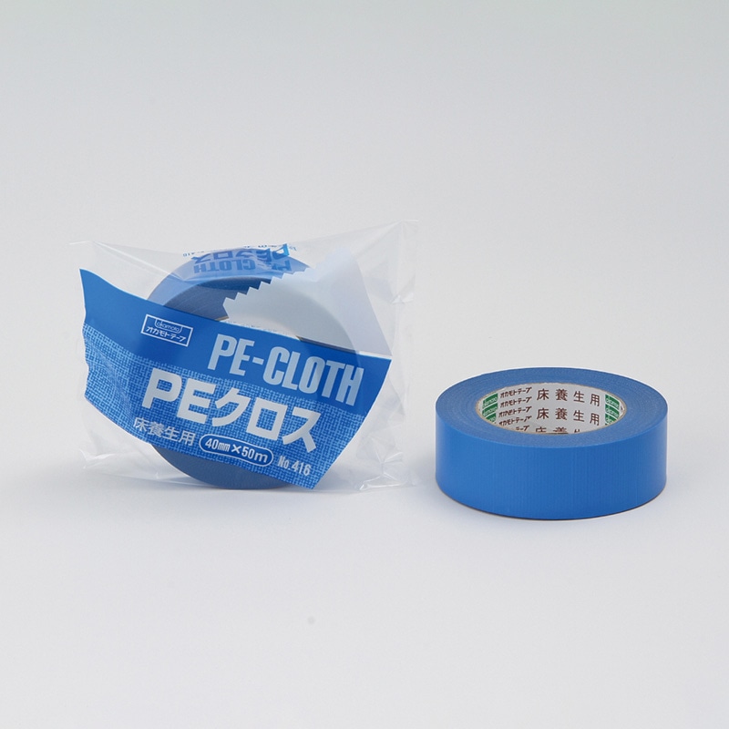 オカモト PEクロス 床養生用テープ No.416 40mm×50m ブルー 1巻(ご注文単位30巻)【直送品】
