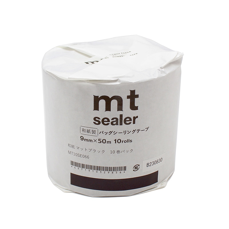 カモ井加工紙 バッグシーラーテープ mt sealer 10巻 和紙 マットブラック MT10SE066 1パック(ご注文単位1パック)【直送品】