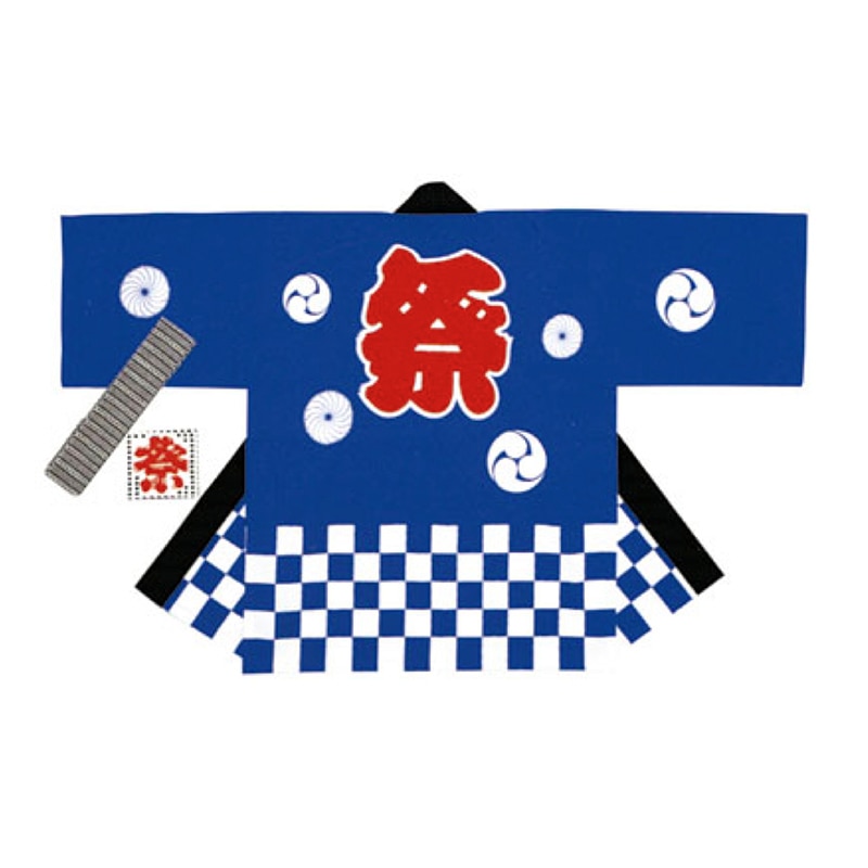 ササガワ 祭袢天 市松青　大人　M 40-3106 1セット（ご注文単位1セット）【直送品】