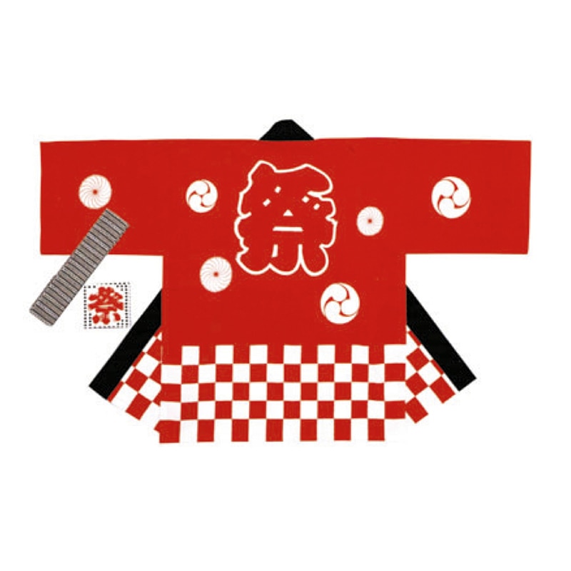 ササガワ 祭袢天 市松赤　2～3才用 40-3111 1セット（ご注文単位1セット）【直送品】