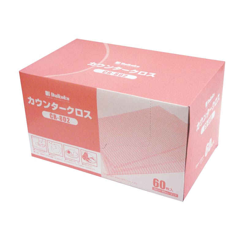 大黒工業 カウンタークロス CR-802 ピンク 60枚/袋(ご注文単位1袋)【直送品】