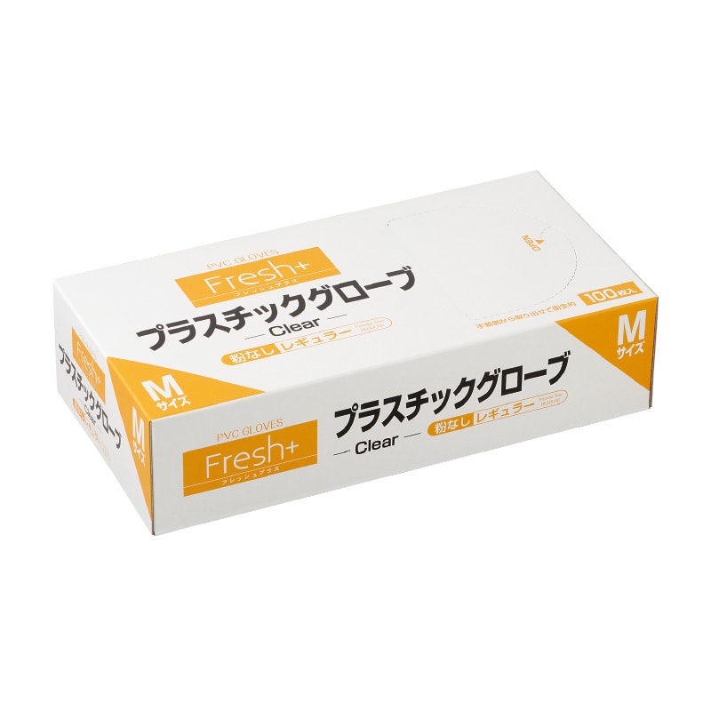 大黒工業 Fresh+レギュラー M プラスチックグローブ Fresh+レギュラー 粉無 M 100枚/袋(ご注文単位1袋)【直送品】