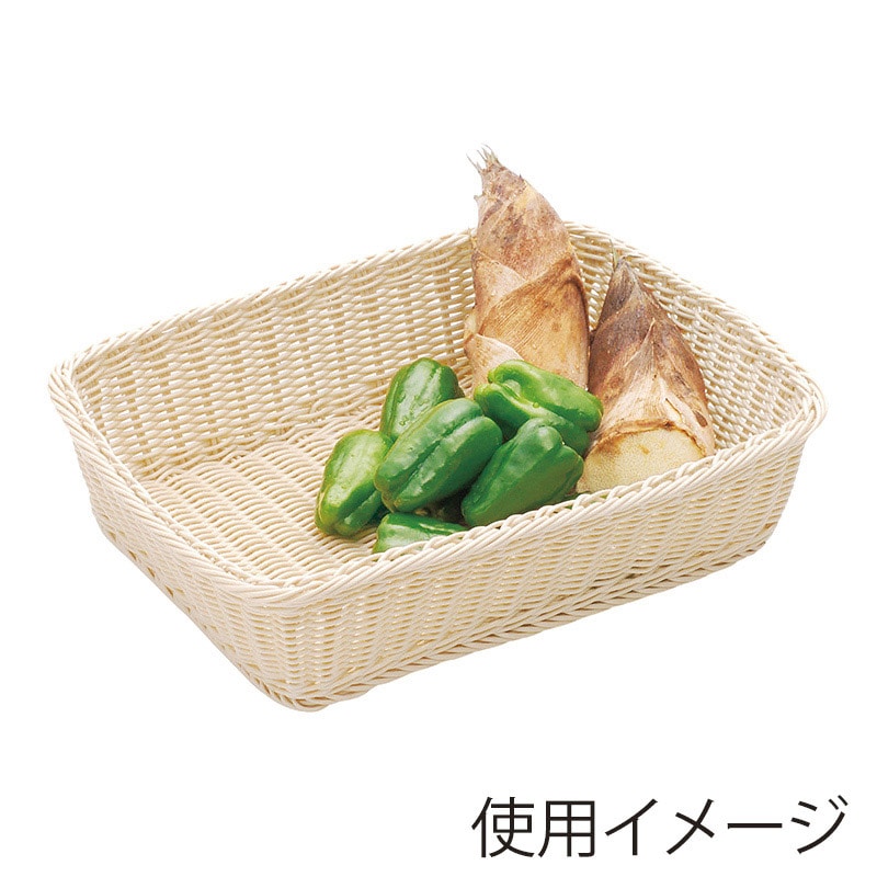 萬洋 樹脂バスケット 角長深 40号 白 91003A 1個(ご注文単位1個)【直送品】