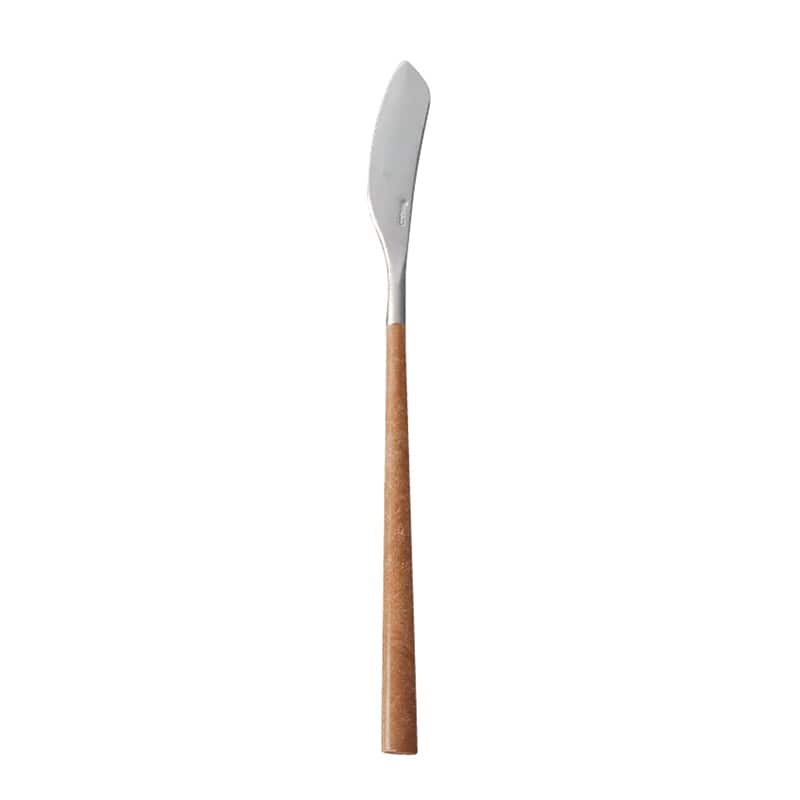 ミヤザキ食器 ベロ イノックス ポーラ マーブル バターナイフ マット/キャメルブラウン BI1309BK 1個(ご注文単位12個)【直送品】