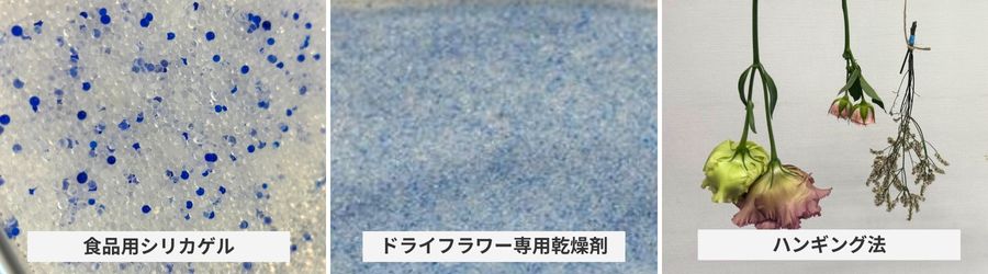 シリカゲルの種類とハンギング法の違い(素材)